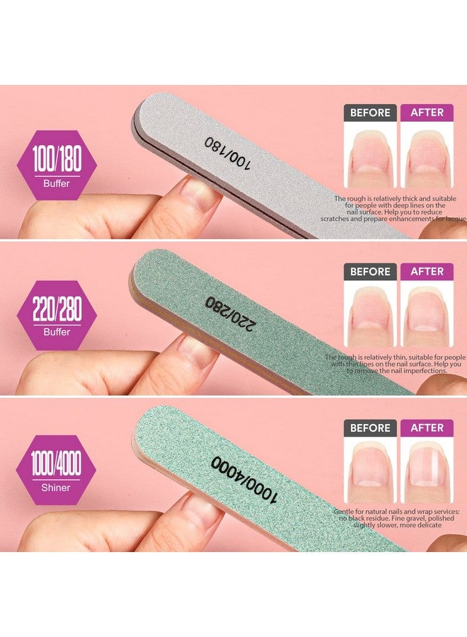 تينيتور مبرد أظافر عازل للأظافر للأظافر الطبيعية والأظافر الأكريليكية، كتلة عازلة للتقليم، حبيبات مختلفة مستقيمة - Image 5