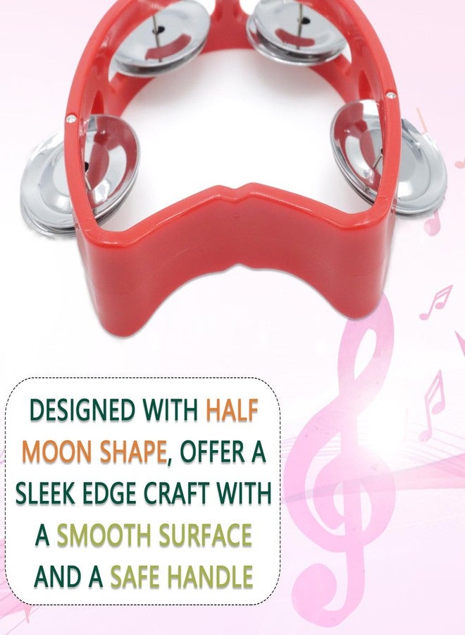 Cheerock 4-Pack Plastic Percussion Handheld Tambourines with 4 Jingle Bells, Mini Hand Bell Percussion, Musical Rhythm Instruments in 4 Colors for Kids, Adults, School and Party - Image 4