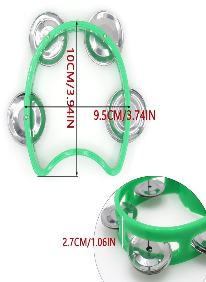 Cheerock 4-Pack Plastic Percussion Handheld Tambourines with 4 Jingle Bells, Mini Hand Bell Percussion, Musical Rhythm Instruments in 4 Colors for Kids, Adults, School and Party - Image 3