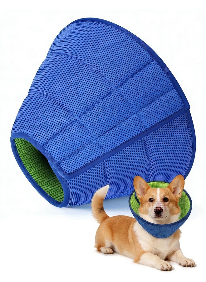 Runlight Dog Cone Collar Alternative,Comfortable Cones for Medium Large Dogs to Stop Licking After Surgery,Adjustable Comfy Cones, Comfortable Fabric Elizabethan Collars (Green Blue, S) - Image 1