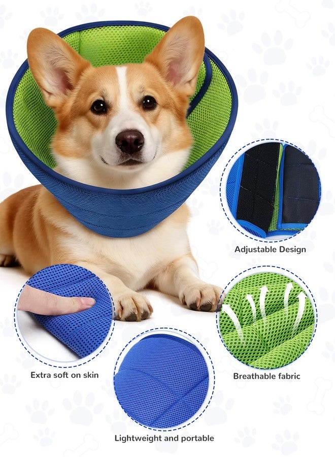 Runlight Dog Cone Collar Alternative,Comfortable Cones for Medium Large Dogs to Stop Licking After Surgery,Adjustable Comfy Cones, Comfortable Fabric Elizabethan Collars (Green Blue, S) - Image 2