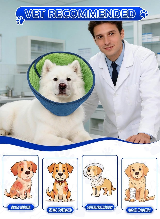 Runlight Dog Cone Collar Alternative,Comfortable Cones for Medium Large Dogs to Stop Licking After Surgery,Adjustable Comfy Cones, Comfortable Fabric Elizabethan Collars (Green Blue, S) - Image 4