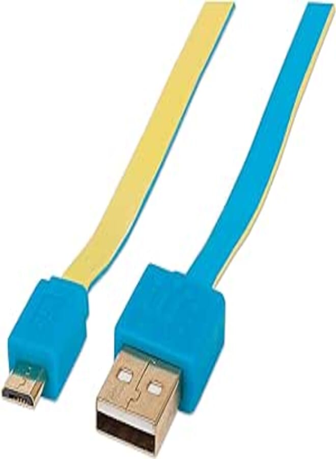 Flat Micro-USB Cable,Flat, A Male/Micro-B Male, 1.8 m (6 ft.), Blue/Yellow
