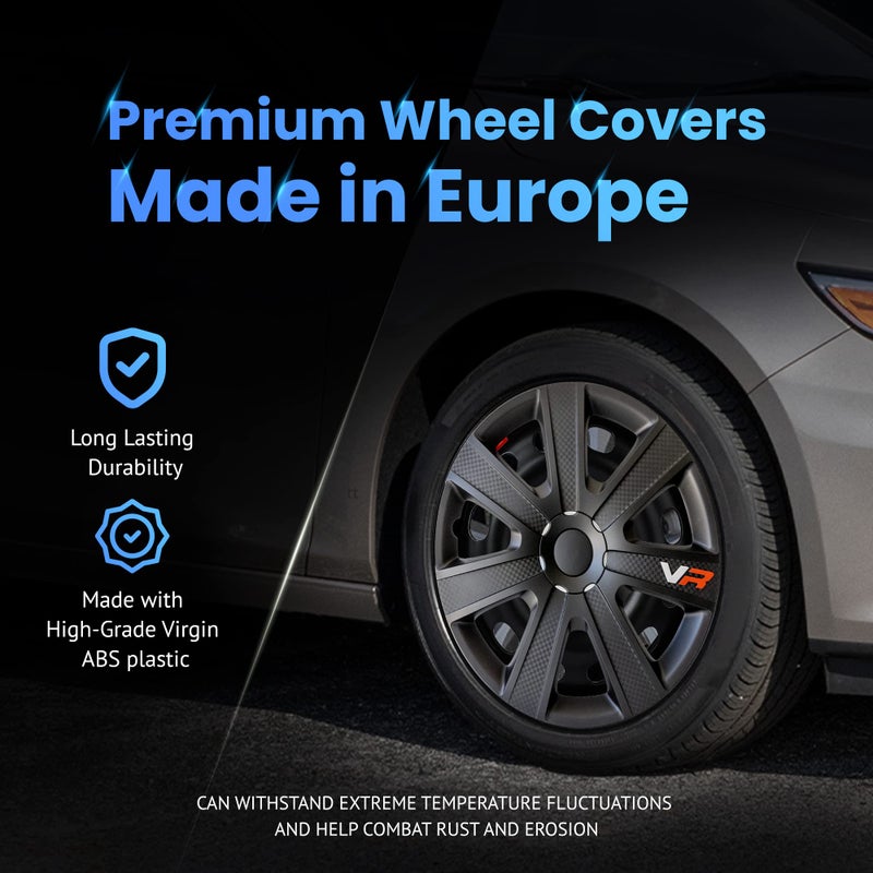 Alpena VR Carbon Vehicle Wheel Covers, Premium European-Made Rim Covers with 3-Step Retention System, Durable Hub Caps Fits Most Steel Wheels, Set of 4, 16 inch, Black - Image 5