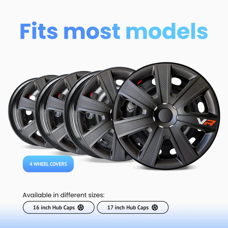 Alpena VR Carbon Vehicle Wheel Covers, Premium European-Made Rim Covers with 3-Step Retention System, Durable Hub Caps Fits Most Steel Wheels, Set of 4, 16 inch, Black - Image 4