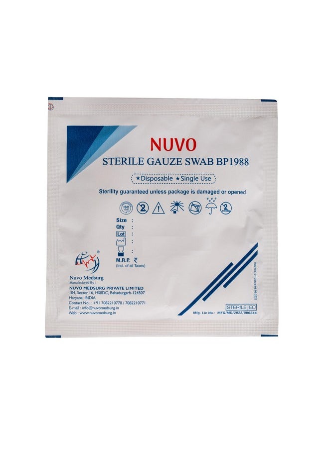NUVO MEDSURG Sterile Gauze Swab (5Cms X5Cms X8Ply) - 50 Pcs And Sterile Gamjee Roll 15 Cm X 3 Mts (1 Rolls)  - Image 3