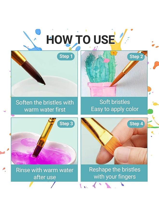 10 Pcs Round Pointed Tip Paintbrushes Nylon Hair Artist Acrylic Paint Brushes for Acrylic Oil Watercolor, Face Nail Art, Miniature Detailing & Rock Painting,Light Blue - Image 5