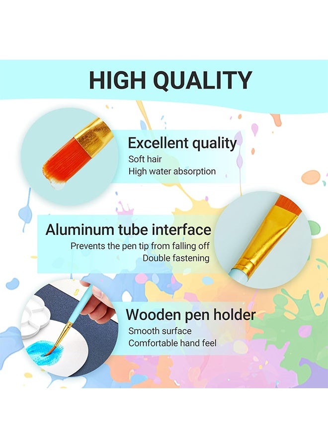 10 Pcs Round Pointed Tip Paintbrushes Nylon Hair Artist Acrylic Paint Brushes for Acrylic Oil Watercolor, Face Nail Art, Miniature Detailing & Rock Painting,Light Blue - Image 3