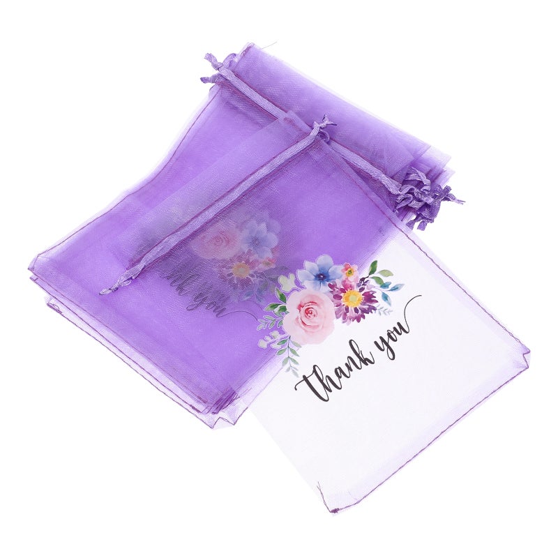 Purple organza bags for jewelry storage with drawstring closure, durable and versatile - Image 1