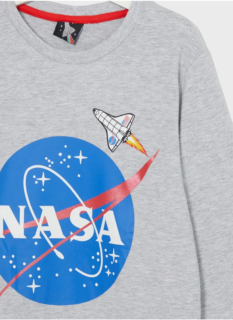 ناسا Graphic Logo Crew Neck T-Shirt