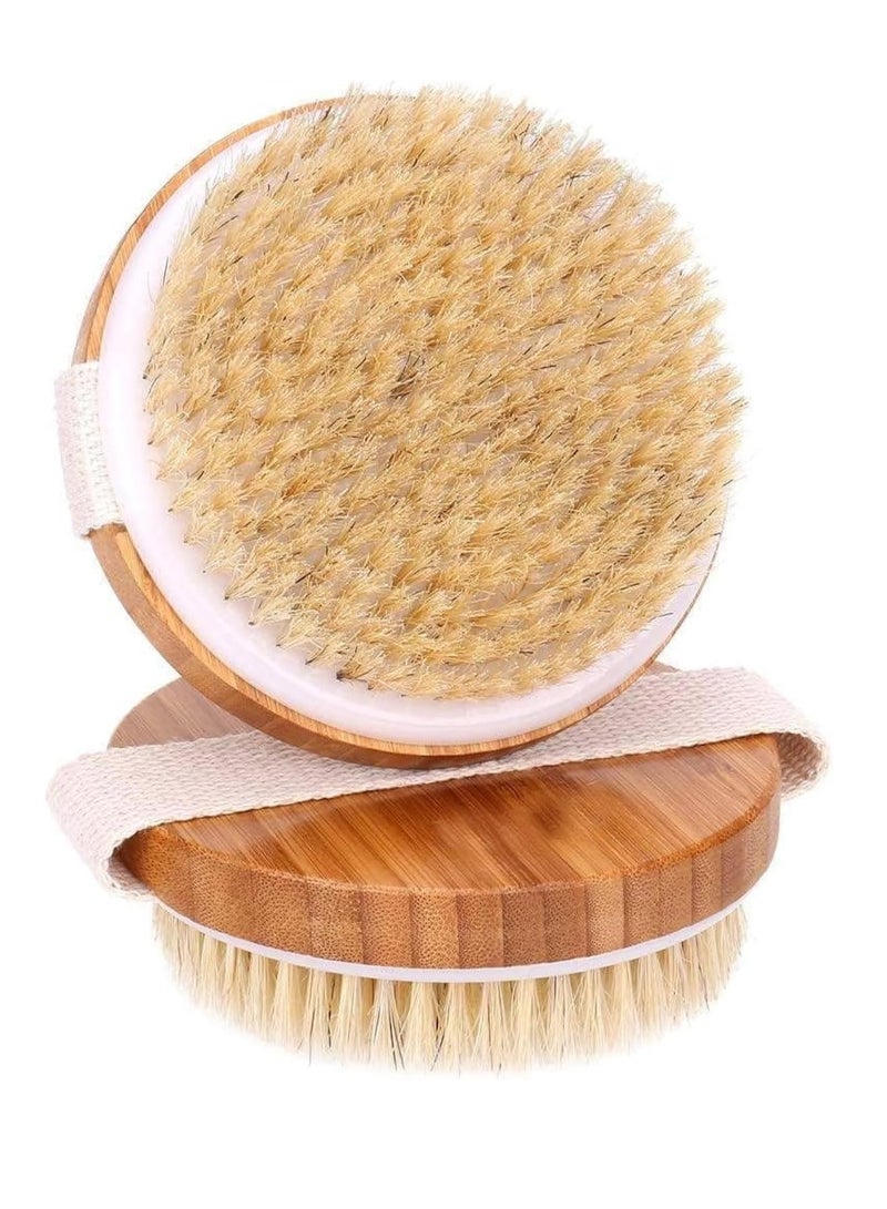 Bamboo Dry Body Brushes, Shower Brush Wet and Dry Brushing, Dry Brush for Cellulite and Lymphatic, Body Scrubber with Soft and Stiff Bristles, Suitable for All Kinds of Skin - Image 1
