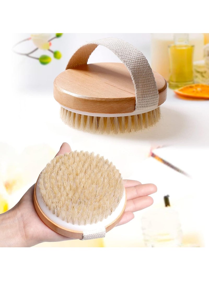 Bamboo Dry Body Brushes, Shower Brush Wet and Dry Brushing, Dry Brush for Cellulite and Lymphatic, Body Scrubber with Soft and Stiff Bristles, Suitable for All Kinds of Skin - Image 2