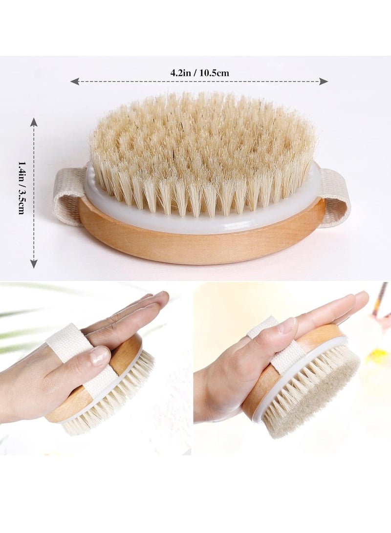 Bamboo Dry Body Brushes, Shower Brush Wet and Dry Brushing, Dry Brush for Cellulite and Lymphatic, Body Scrubber with Soft and Stiff Bristles, Suitable for All Kinds of Skin - Image 3