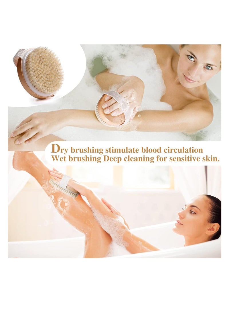 Bamboo Dry Body Brushes, Shower Brush Wet and Dry Brushing, Dry Brush for Cellulite and Lymphatic, Body Scrubber with Soft and Stiff Bristles, Suitable for All Kinds of Skin - Image 4