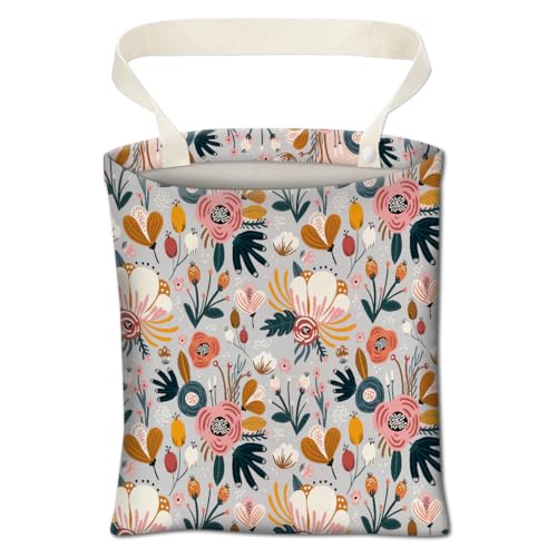 ABUIFDK Car Trash Can, Cute Car Trash Bag, Hanging Car Organizer and Storage Bag, Trash Bin for Car Accessories, Vehicle, Travelling, Camping Cute Blue Flowers - Image 1