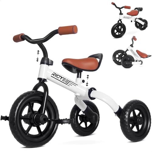 RIDYEE 3in1 Foldable Tricycle and Balance Bike for Toddlers 2 to 5 Years Tricycle for 2 Years with Adjustable Handlebar and Seat Tricycles for 35 Years with DIY Plate White - Image 1