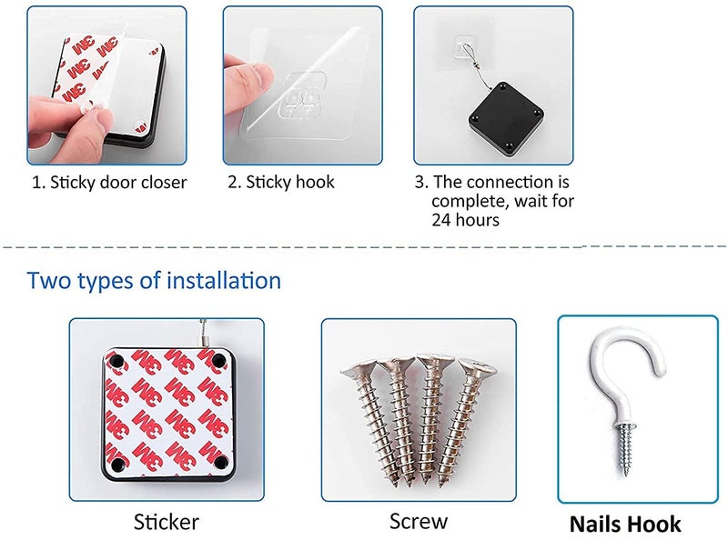 bosig Automatic Sensor Door Closer Residential Sliding Screen Door Closer Commercial Multifunctional Door Closer Auto Door Closer with Steel Drawstring for BedroomStormHome - Image 5