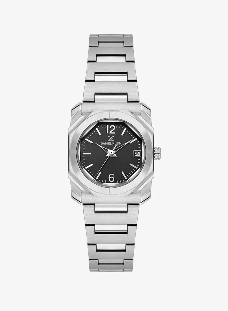 Daniel Klein Women's Stainless Steel Silver Brass Case Analog Black Round Sunray Dial Japanese Quartz Premium 30 Meters Water Resistant