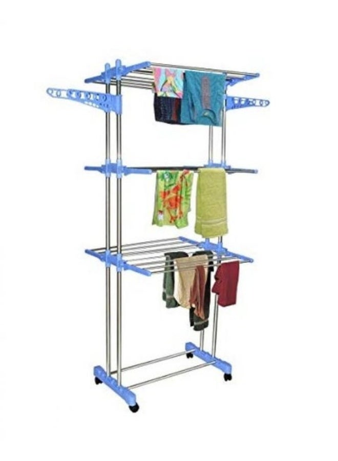 Three-tier clothes rack with wheels, medium white/blue. Blue. One size (centimeter). - Image 2