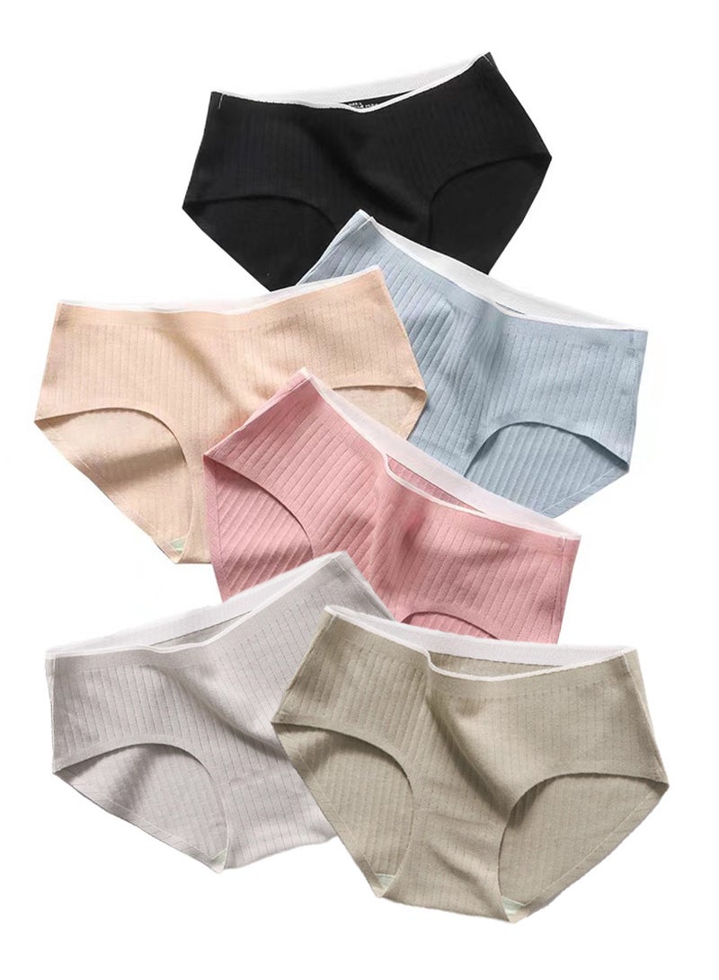 Zeemey Zeemey 6-Piece Cotton Bikini Breathable Panties Low Waist Fashionable Ladies Panties - Image 1