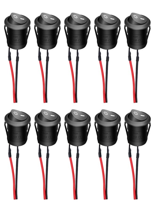 Twidec/10Pcs 12V Round Rocker Switch AC 6A/250V 10A/125V SPST 2 Pin 2 Position On/Off Toggle Switch For Car Boat Automotive RV Black with Pre-soldered Wires（Quality Assurance for 1 Years）KCD1-X-Y - Image 1