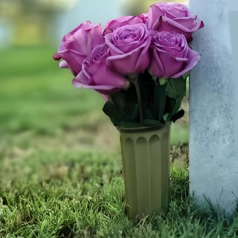 OTDCGI Memorial Floral Vases, Cemetery Vase, Headstones Flower Holder, Grave Cone Vase, Flower Pots for Outdoor Plants, Decorative Plastic Containers (Set of 6, Gold) - Image 5