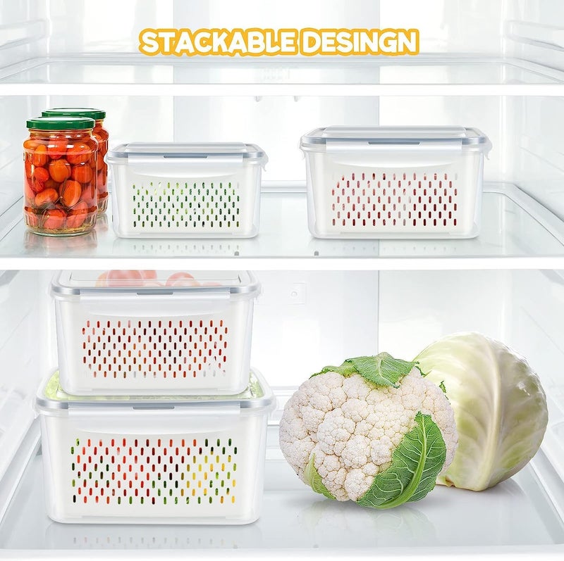 BIRDWING Fridge Boxes Freezer Storage Containers, Container for Kitchen Set, Vegetable Storage, Draining Crisper Refrigerator Food Box 4 pcs (4150 Ml, 2850 Ml, 1600 Ml & 750 Ml) - Image 2