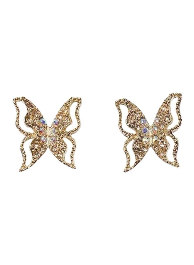 NIBEMINENT - Rhinestone Studded Butterfly Stud Earrings - Image 1