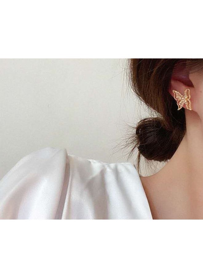 NIBEMINENT - Rhinestone Studded Butterfly Stud Earrings - Image 1