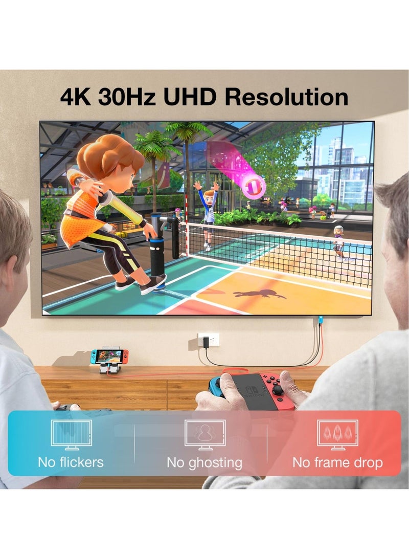 Captaintech Type C to HDMI Cable for Switch/Switch OLED/Steam Deck, 4K@30Hz USB-C to HDMI TV Conversion Cable, Type C to HDMI TV Adapter with 60W PD Charging Port Compatibility with Phone/Laptop/Tablet - Image 2