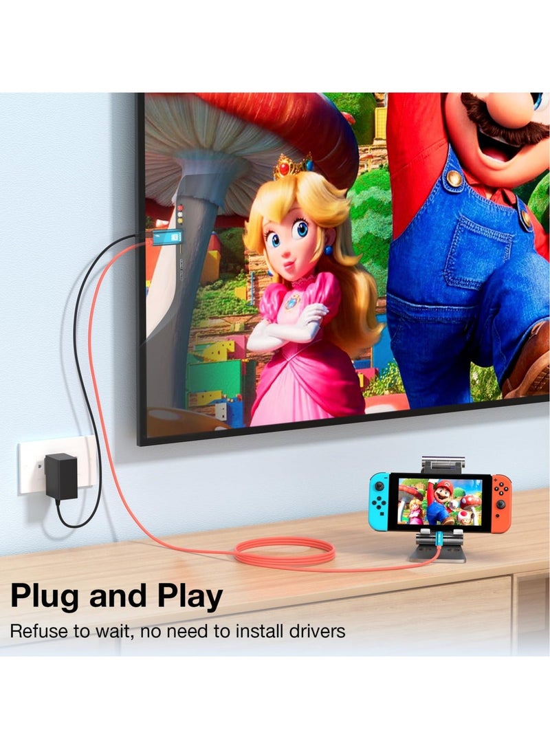Captaintech Type C to HDMI Cable for Switch/Switch OLED/Steam Deck, 4K@30Hz USB-C to HDMI TV Conversion Cable, Type C to HDMI TV Adapter with 60W PD Charging Port Compatibility with Phone/Laptop/Tablet - Image 4