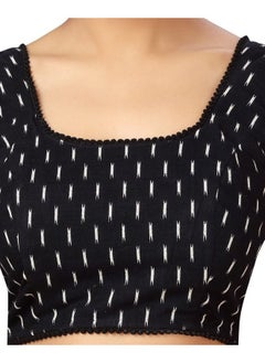 Studio Shringaar Studio Shringaar Women's Ikat Cotton Readymade Saree Blouse with Sleeveless (Black, 34)  - Image 3