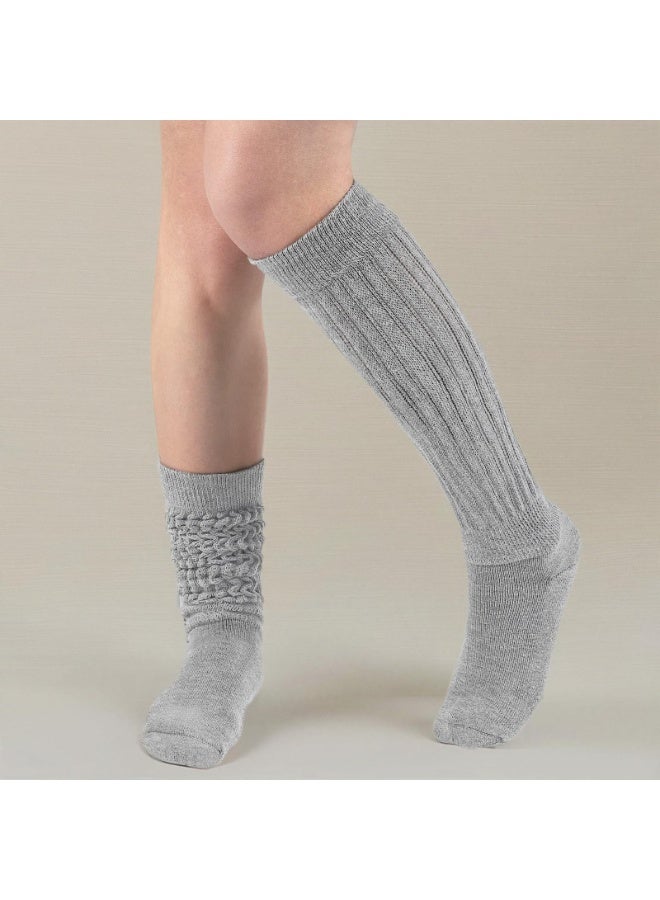 3 Pairs Women's Cashmere Cotton Ribbed Knit Knee High Socks, Soft Warm Slouchy Boot Socks - Image 4