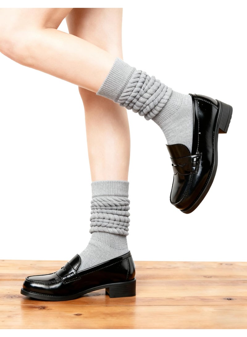 3 Pairs Women's Cashmere Cotton Ribbed Knit Knee High Socks, Soft Warm Slouchy Boot Socks - Image 5