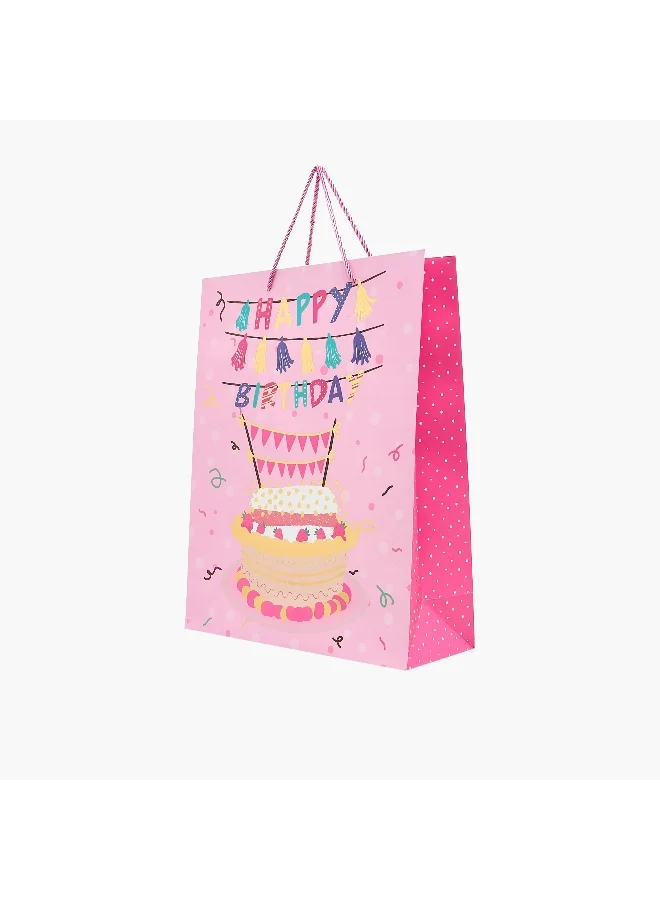 LIFESTYLE Birthday Cake Print Paper Gift Bag - Large