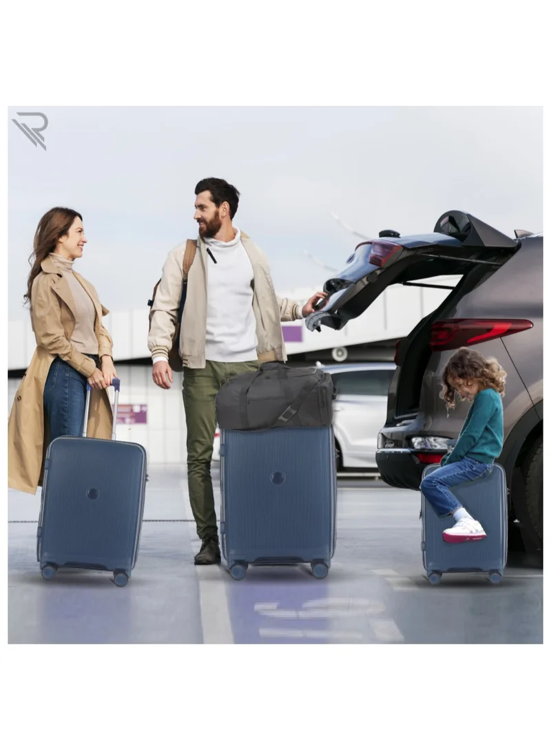 Reflection ISTANBUL theme PP Suitcase, Durable, Lightweight Hardshell, Telescopic Handle, Expandable Vertical Series Travel Luggage Trolley with 4 Quiet 360° Wheels and TSA Lock (20-Inch , Navy Blue)