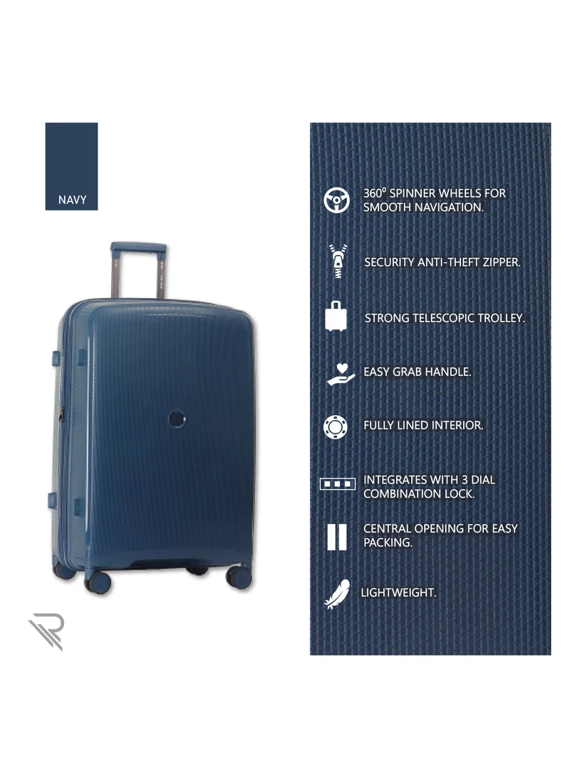 Reflection ISTANBUL theme PP Suitcase, Durable, Lightweight Hardshell, Telescopic Handle, Expandable Vertical Series Travel Luggage Trolley with 4 Quiet 360° Wheels and TSA Lock (20-Inch , Navy Blue)