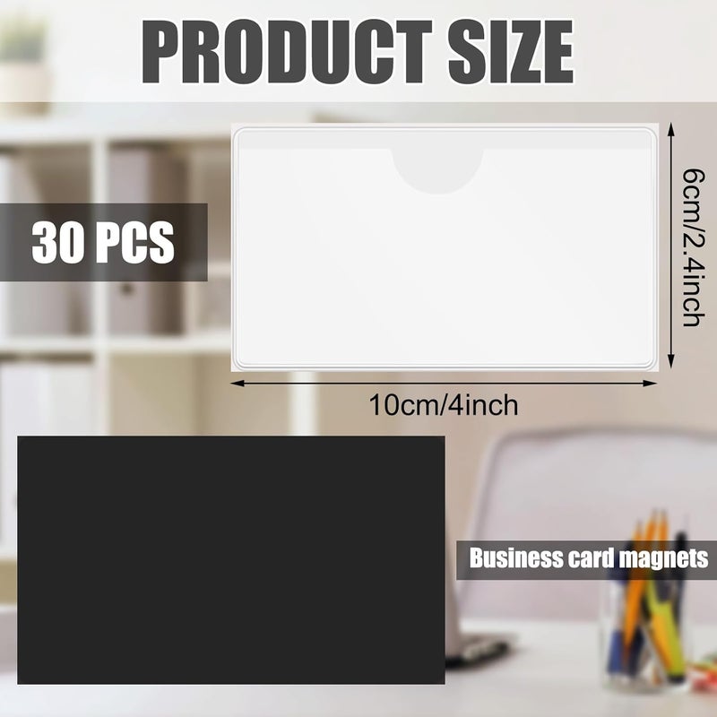 Gilprop 30 Pcs Magnetic Label Holders Pallet Rack 4 x 2.4 Inch Clear Business Card Holders with Magnet File Cabinet Labels Magnet for Metal Shelf Whiteboard Bins Office Gift(White) - Image 2