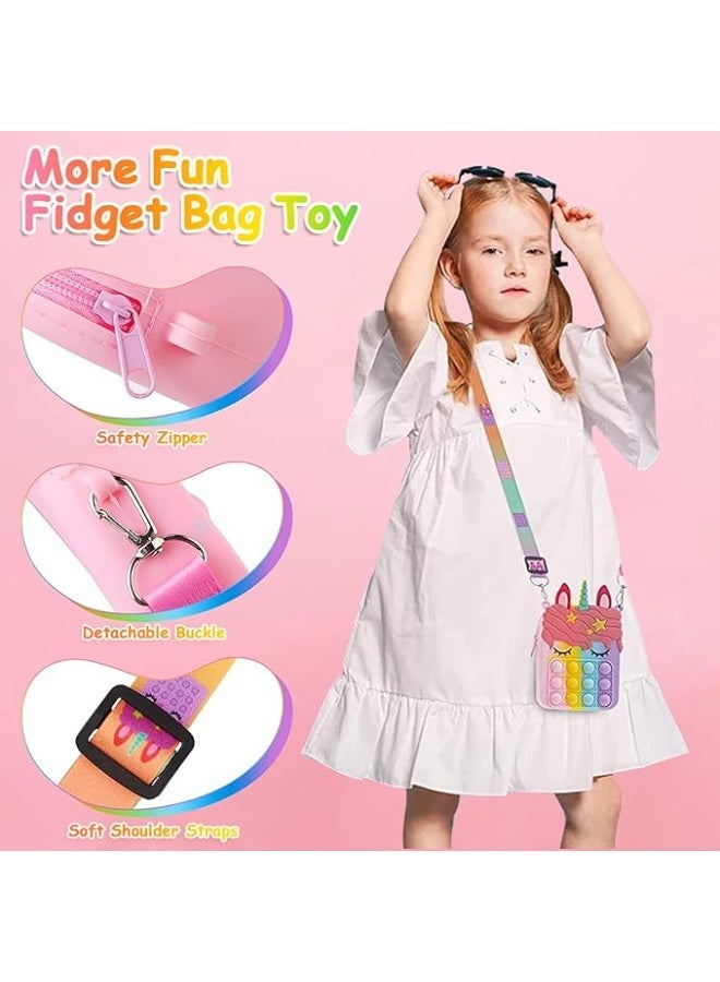 UNICORN A small Bob shoulder bag for girls and women, featuring a unicorn Bob toy design; a sensory silicone Bob fidget toy bag with cartoon graphics, perfect for students and children. - Image 2
