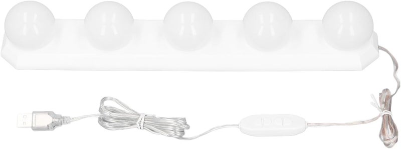 أضواء فوكيت LED للمرايا، 3 درجات حرارة لونية، 10 مستويات سطوع قابلة للتعديل، أضواء مكياج لاصقة تعمل بـ USB مع 5 مصابيح وكؤوس شفط لغرفة الحمام وغرفة الملابس والطاولة. - Image 5
