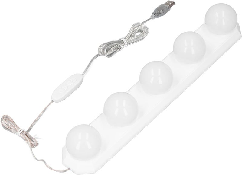 أضواء فوكيت LED للمرايا، 3 درجات حرارة لونية، 10 مستويات سطوع قابلة للتعديل، أضواء مكياج لاصقة تعمل بـ USB مع 5 مصابيح وكؤوس شفط لغرفة الحمام وغرفة الملابس والطاولة. - Image 4