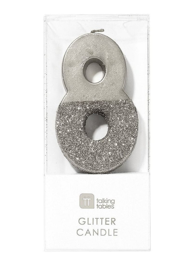 Talking Tables Silver Glitter Number Candle - 8  - Image 2