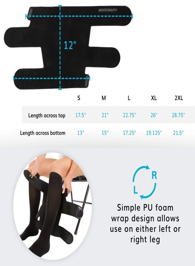 BraceAbility Lymphedema Leg Wrap - Swollen Calf Garment Brace for Lower Extremity Edema Swelling, Lymphatic Drainage, Water Retention Sleeve - 20-30 mmHg Medical Compression Socks Included (M) - Image 4