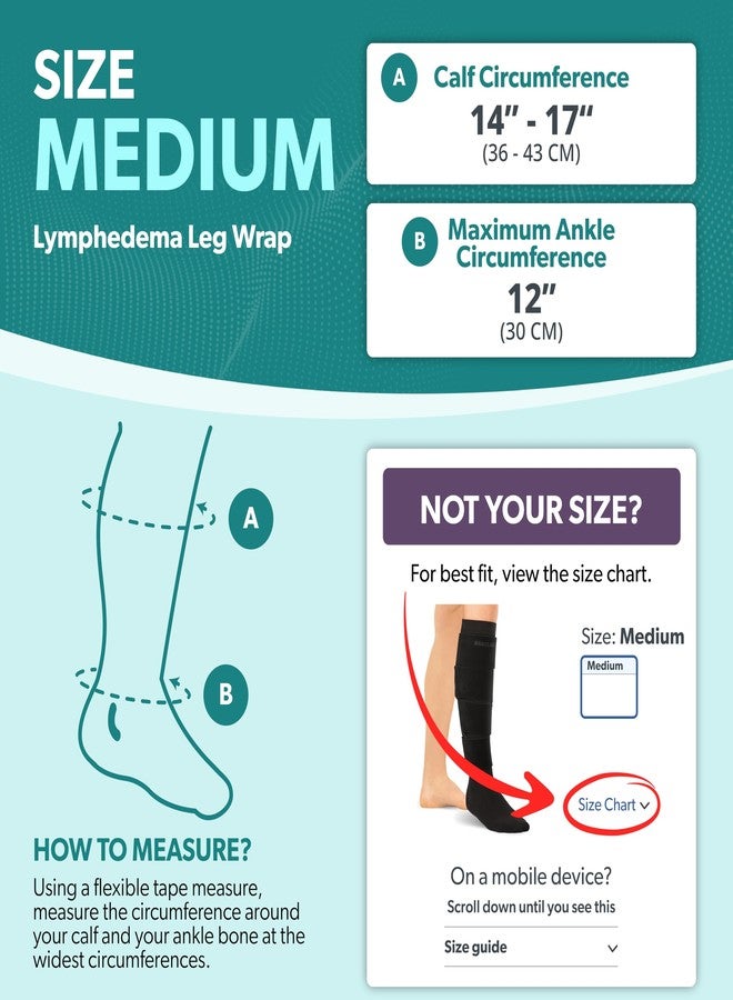 BraceAbility Lymphedema Leg Wrap - Swollen Calf Garment Brace for Lower Extremity Edema Swelling, Lymphatic Drainage, Water Retention Sleeve - 20-30 mmHg Medical Compression Socks Included (M) - Image 2