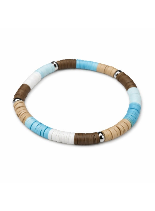 4pcs Boho Clay Bead Bracelet Set for Women – Handmade Polymer Heishi Beads with Gold & Silver Accents, Stretch Elastic Bracelet Stack, Summer Beach Jewelry, Fits 16-17 cm Wrist - Image 4