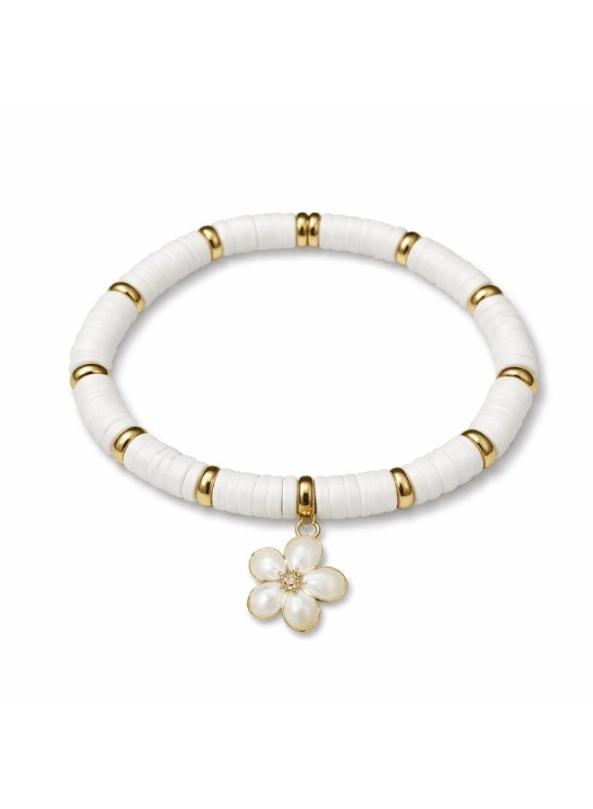 4pcs Boho Clay Bead Bracelet Set for Women – Handmade Polymer Heishi Beads with Gold & Silver Accents, Stretch Elastic Bracelet Stack, Summer Beach Jewelry, Fits 16-17 cm Wrist - Image 5