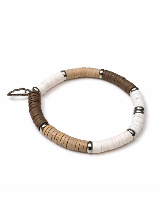 4pcs Boho Clay Bead Bracelet Set for Women – Handmade Polymer Heishi Beads with Gold & Silver Accents, Stretch Elastic Bracelet Stack, Summer Beach Jewelry, Fits 16-17 cm Wrist - Image 3