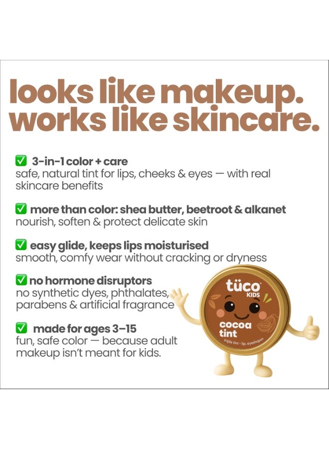 Tuco® Kids Lip & Cheek Tint for Makeup | Made With Cocoa, Beeswax, Shea Butter, Alkanet Roots | Ages 2-5, 5-10, 10-15 Years | Paraben, Sulphate, Alcohol & Mineral Oil Free | Safe for Girls | 10 gm - Image 3