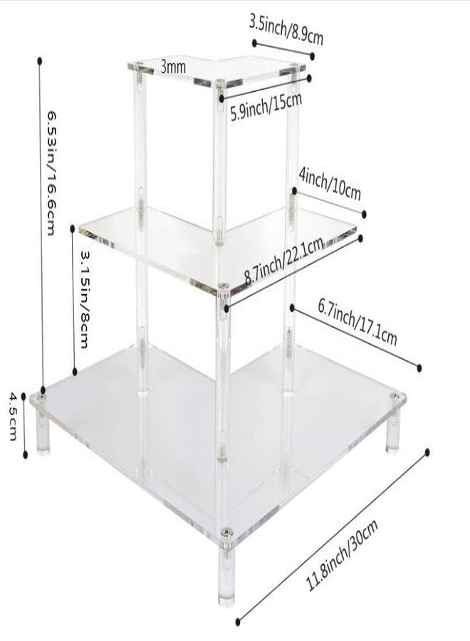 Gonice 3 Tier Acrylic Display Riser, Display Stand for Amiibo Funko POP Figures, Corner Shelf for Living Room, Bathroom, Home - Image 2