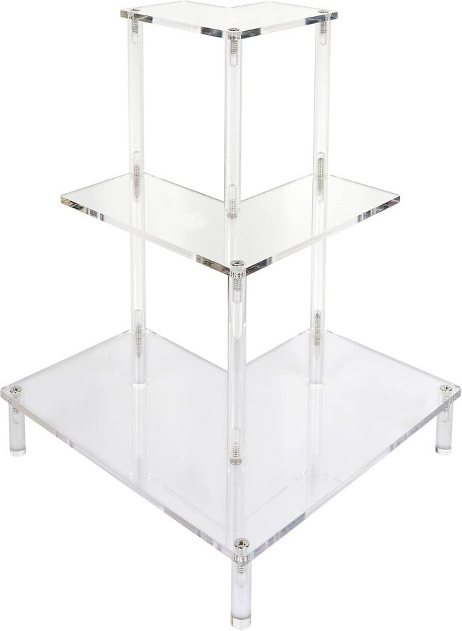 Gonice 3 Tier Acrylic Display Riser, Display Stand for Amiibo Funko POP Figures, Corner Shelf for Living Room, Bathroom, Home - Image 1